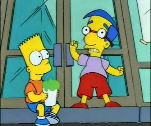 Puzzle Bart Simpson και Milhouse Van Houten, δύο μεγάλες φίλοι
